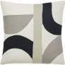 Judy Ross Textiles Hand-Embroidered Chain Stitch ECLIPSE Throw Pillow cream/smoke/black/oyster