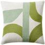 Judy Ross Textiles Hand-Embroidered Chain Stitch ECLIPSE Throw Pillow cream/spring green/celery