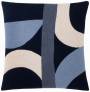 Judy Ross Textiles Hand-Embroidered Chain Stitch ECLIPSE Throw Pillow navy/oyster/cornflower/slate