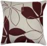 Judy Ross Textiles Hand-Embroidered Chain Stitch Flora Throw Pillow oyster/merlot/mauve