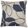 Judy Ross Textiles Hand-Embroidered Chain Stitch Flora Throw Pillow oyster/slate/navy
