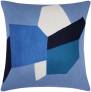 Judy Ross Textiles Hand-Embroidered Chain Stitch Geo Throw Pillow cornflower/navy/marine/cream/tropical blue
