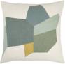 Judy Ross Textiles Hand-Embroidered Chain Stitch Geo Throw Pillow cream/celery/sage/spearmint/mint/pollen