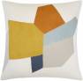 Judy Ross Textiles Hand-Embroidered Chain Stitch Geo Throw Pillow cream/curry/amber/celadon/oyster/slate