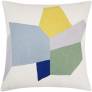 Judy Ross Textiles Hand-Embroidered Chain Stitch Geo Throw Pillow cream/oyster/celadon/yellow/seabreeze