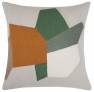 Judy Ross Textiles Hand-Embroidered Chain Stitch Geo Throw Pillow oyster/mushroom/amber/sage/cream/pine