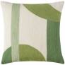 Judy Ross Textiles Hand-Embroidered Chain Stitch Luna Throw Pillow cream/spring green/mint/celery