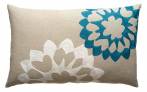 Judy Ross Textiles Hand-Embroidered Chain Stitch Carousel Throw Pillow peacock/cream