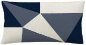 Judy Ross Textiles Hand-Embroidered Chain Stitch Prism 14x24 Throw Pillow cream/slate/navy