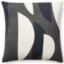 Judy Ross Textiles Hand-Embroidered Chain Stitch Slice Throw Pillow dark grey/cream/charcoal