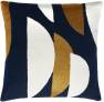 Judy Ross Textiles Hand-Embroidered Chain Stitch Slice Throw Pillow navy/cream/gold rayon