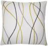 Judy Ross Textiles Hand-Embroidered Chain Stitch Streamers Throw Pillow cream/curry/dark grey/fog