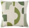 Judy Ross Textiles Hand-Embroidered Chain Stitch Tiles Throw Pillow cream/spring green/celery/mint