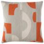Judy Ross Textiles Hand-Embroidered Chain Stitch Tiles Throw Pillow oyster/papaya/cream