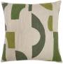 Judy Ross Textiles Hand-Embroidered Chain Stitch Tiles Throw Pillow oyster/sage/mint/spring green