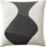 Judy Ross Textiles Hand-Embroidered Chain Stitch Totem Throw Pillow cream/dark grey/charcoal/black