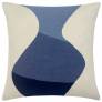 Judy Ross Textiles Hand-Embroidered Chain Stitch Totem Throw Pillow cream/cornflower/slate/navy