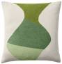 Judy Ross Textiles Hand-Embroidered Chain Stitch Totem Throw Pillow cream/spring green/mint/celery
