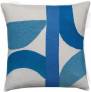 Judy Ross Textiles Hand-Embroidered Chain Stitch ECLIPSE Throw Pillow cream/marine/sky blue