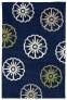 Judy Ross Hand-Knotted Custom Wool Pinwheel Rug navy/cream silk/pollen/oyster