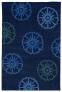 Judy Ross Hand-Knotted Custom Wool Pinwheel Rug navy/seafoam/marine