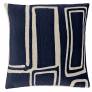 Judy Ross Textiles Hand-Embroidered Chain Stitch Procession Throw Pillow navy/oyster