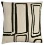 Judy Ross Textiles Hand-Embroidered Chain Stitch Procession Throw Pillow oyster/black