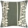 Judy Ross Textiles Hand-Embroidered Chain Stitch Seaweed Throw Pillow sage/cream/oyster