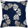 Judy Ross Textiles Hand-Embroidered Chain Stitch Shells Throw Pillow navy/cream/oyster
