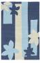 Judy Ross Hand-Knotted Custom Wool Sunset Rug navy/powder blue/cream