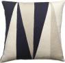 Judy Ross Textiles Hand-Embroidered Chain Stitch Blade Throw Pillow navy/cream/oyster
