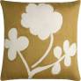 Judy Ross Textiles Hand-Embroidered Chain Stitch Clover Throw Pillow curry/cream