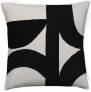 Judy Ross Textiles Hand-Embroidered Chain Stitch Eclipse Throw Pillow cream/black
