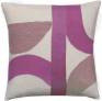 Judy Ross Textiles Hand-Embroidered Chain Stitch Eclipse Throw Pillow cream/fuchsia/dusty pink