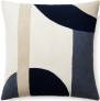 Judy Ross Textiles Hand-Embroidered Chain Stitch Luna Throw Pillow cream/slate/navy/oyster