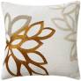 Judy Ross Textiles Hand-Embroidered Chain Stitch Lagoon Throw Pillow cream/gold rayon/oyster/smoke