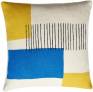 Judy Ross Textiles Hand-Embroidered Chain Stitch Level Throw Pillow cream/yellow/navy/marine
