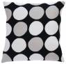 Judy Ross Textiles Hand-Embroidered Chain Stitch Polkadot Throw Pillow black/ice/cream