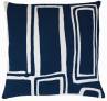 Judy Ross Textiles Hand-Embroidered Chain Stitch Procession Throw Pillow navy/cream