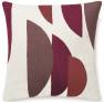 Judy Ross Textiles Hand-Embroidered Chain Stitch Slice Throw Pillow cream/claret/mauve/raspberry