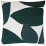 Judy Ross Textiles Hand-Embroidered Chain Stitch Spring Throw Pillow cream/petrol/hunter