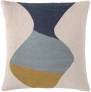 Judy Ross Textiles Hand-Embroidered Chain Stitch Totem Throw Pillow oyster/slate/celadon/curry