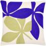 Judy Ross Textiles Hand-Embroidered Chain Stitch Fauna Throw Pillow cream/periwinkle/pollen