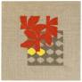 Judy Ross Textiles Hand-Embroidered Linen Fauna Lattice Panel red/grey/lemon
