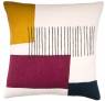 Judy Ross Textiles Hand-Embroidered Chain Stitch Level Throw Pillow cream/curry/claret/navy