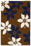 Judy Ross Hand-Knotted Custom Wool Lilies Rug russet/navy/cream silk